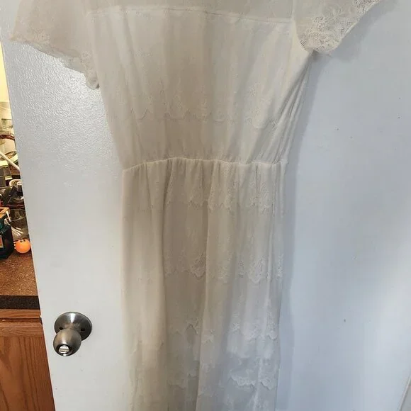 Charlotte Russe White Lace Dress Size S Cottage Wedding Bridal Bachelorette - Picture 3 of 6